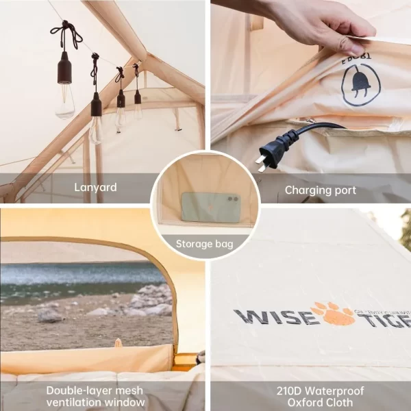 Inflatable Camping Tent with Pump, Glamping Tents, Easy Setup 4 Season Waterproof Windproof Outdoor Blow Up Tent - Image 4