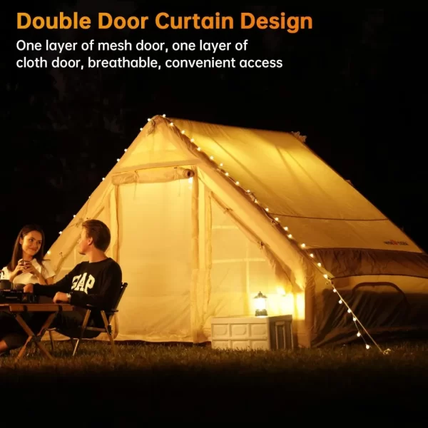 Inflatable Camping Tent with Pump, Glamping Tents, Easy Setup 4 Season Waterproof Windproof Outdoor Blow Up Tent - Image 6