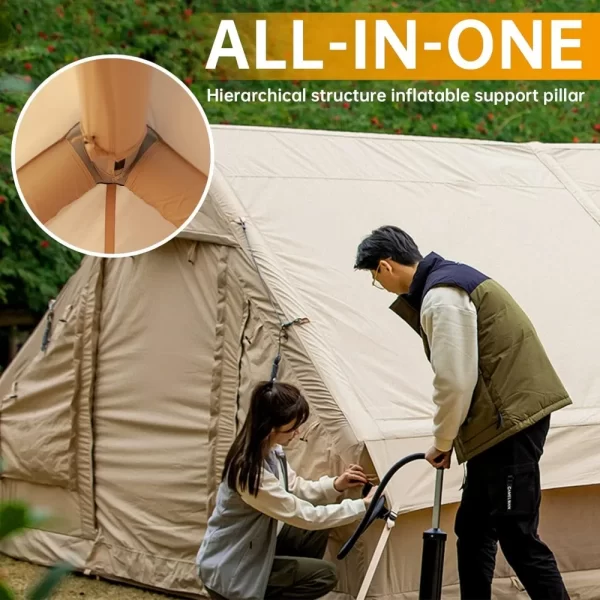 Inflatable Camping Tent with Pump, Glamping Tents, Easy Setup 4 Season Waterproof Windproof Outdoor Blow Up Tent - Image 2